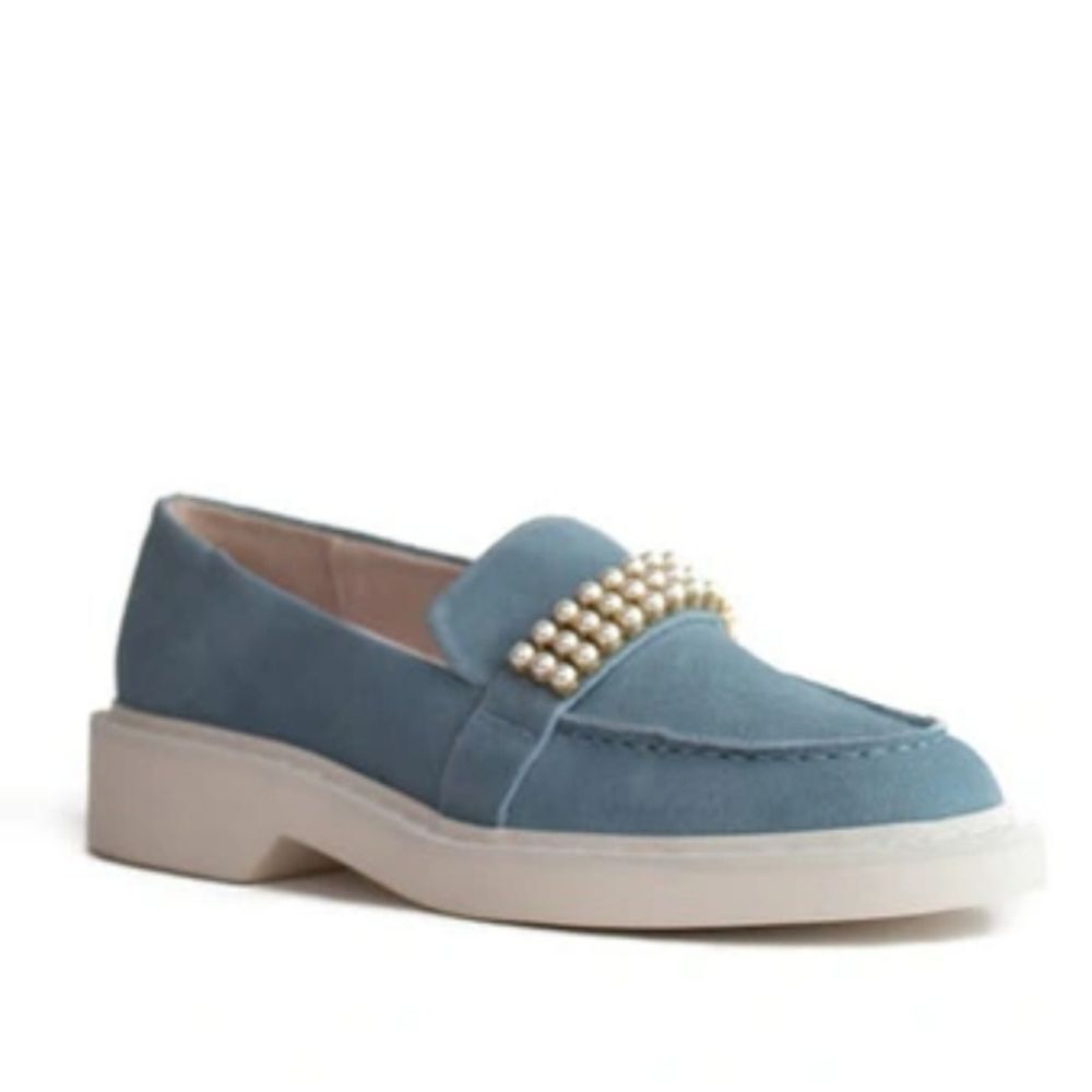 New Anthropologie Cecelia New York Womens Cream Preppy Pearl Platform Loafers 6